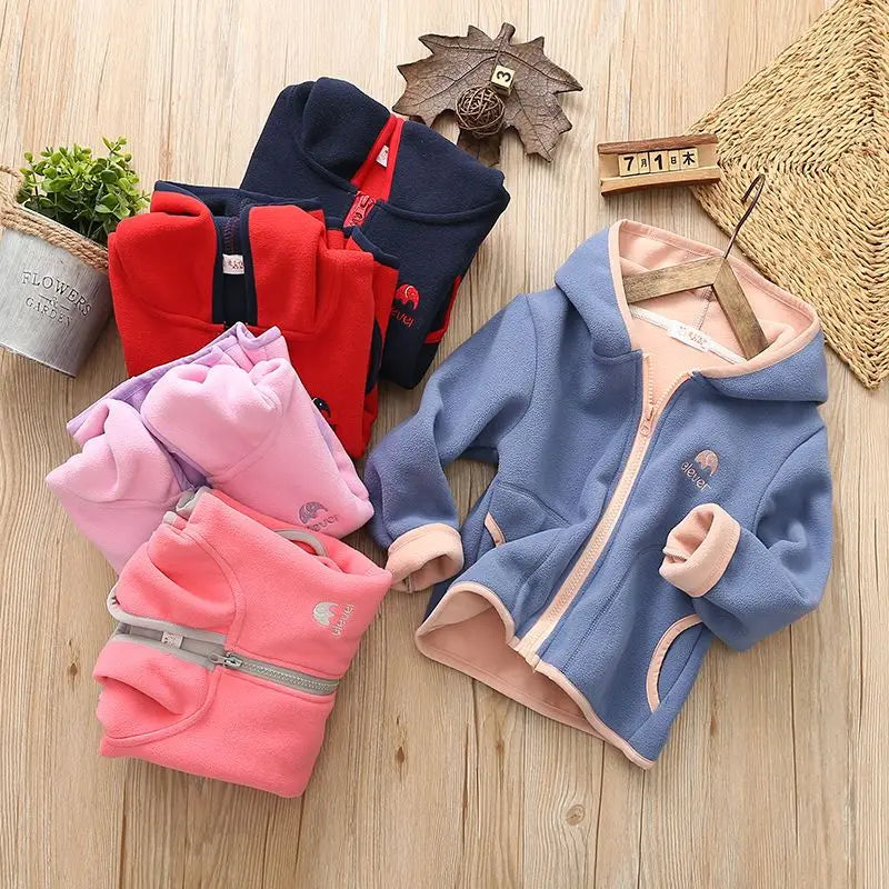 Kids Girls Jacket Coats Autumn Winter Soft Polar Fleece Hoodies Jacket Boys Coat Warm Children Outwear Teenagers 7 8 9 10 Years