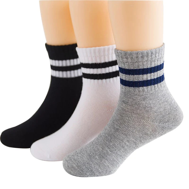 3 Pairs / lot Boys Socks Spring & Autumn Stripe High Quality Cotton Brand Student Kids Socks 3-15 Year Children Socks