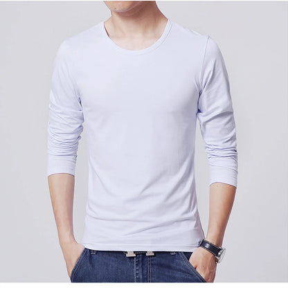 2024 MRMT Brand New Men's T-Shirts Long Sleeve Slim Men T-Shirt Young Man Pure Color Tops Tees Shirt O-Neck For Male Boys Tshirt