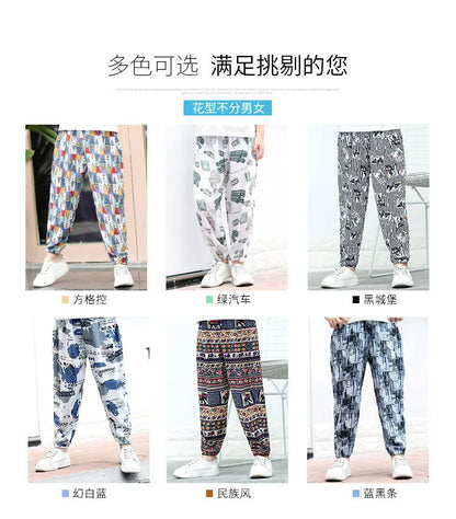 2-10Y New Summer Children Pants Anti-mosquito Pants Boys Printed Girls Harem Pants Kids Joggers Teenager Trousers Baby Clothing