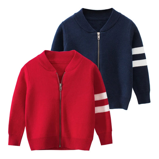 Elegant Zipper Winter Boys Sweaters Quality Cotton Autumn Knitted Jacket For Kids Todder Children's Cardigan