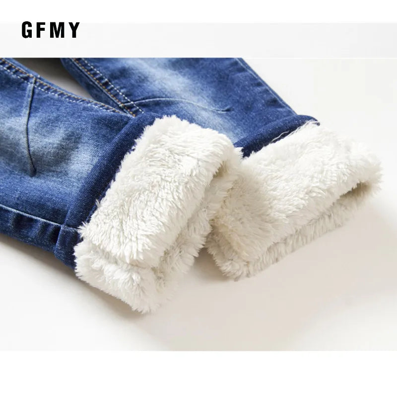 GFMY Brand 2019 Leisure winter Plus velvet Boys Jeans 3year -10year Keep warm Straight type Children's Pants