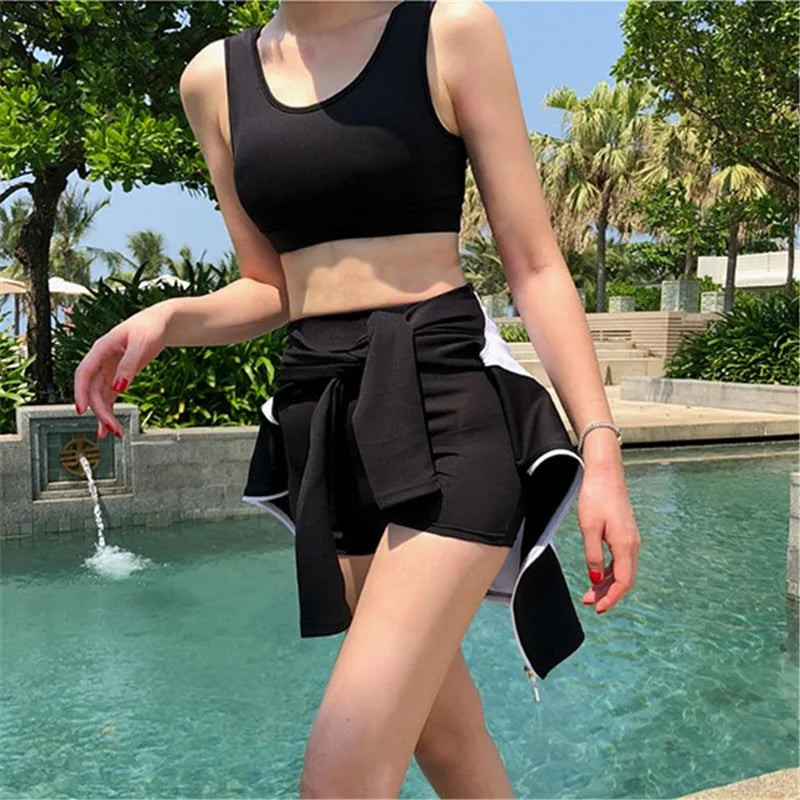 2021 New Korean Style Long Sleeve Women Solid One Piece Swimsuit Swimwear High Neck Bathing Suits Surfing Suits Beachwear