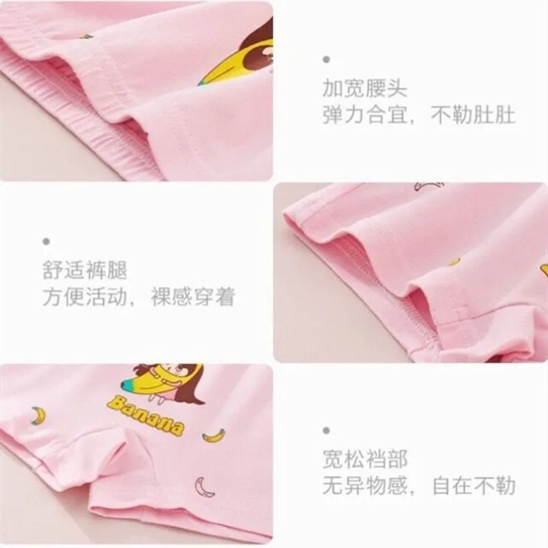 4Pcs/Lot Random Color Girls Cartoon Underwear Children Cotton Panties Kids Soft Boyshorts Size 2T-12T