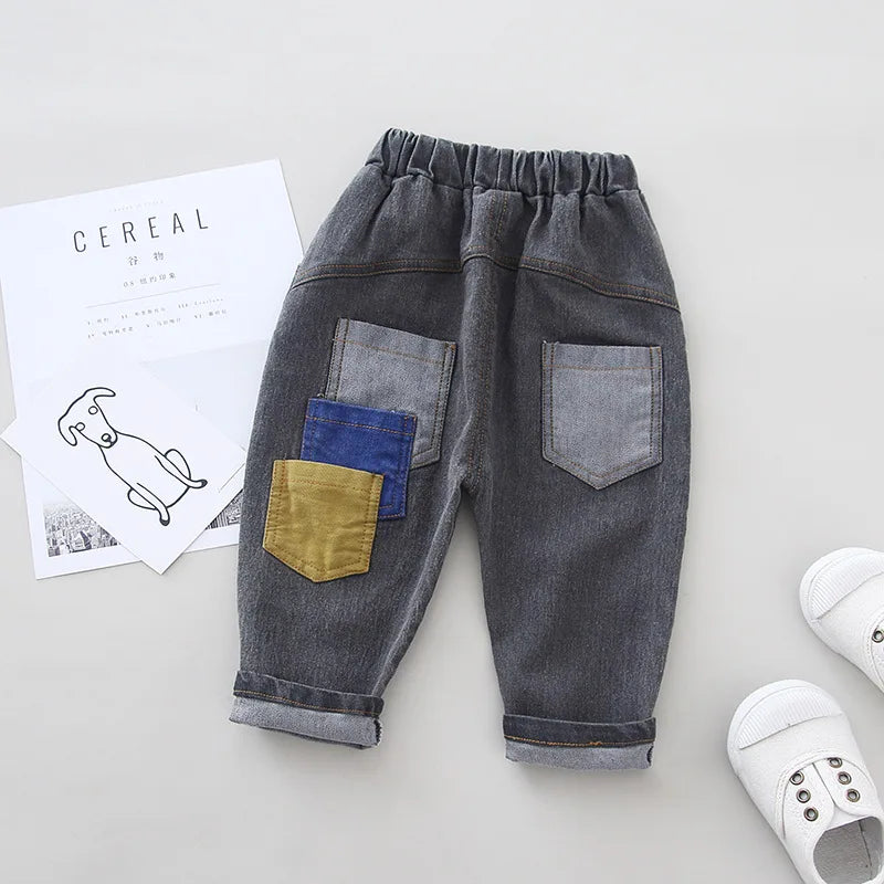 Jchao brand Boy Girls Trousers Skinny Jeans Elastic Waist Pants 0-6 Years Kids Boys Denim Clothing Clothes Sports Bottoms