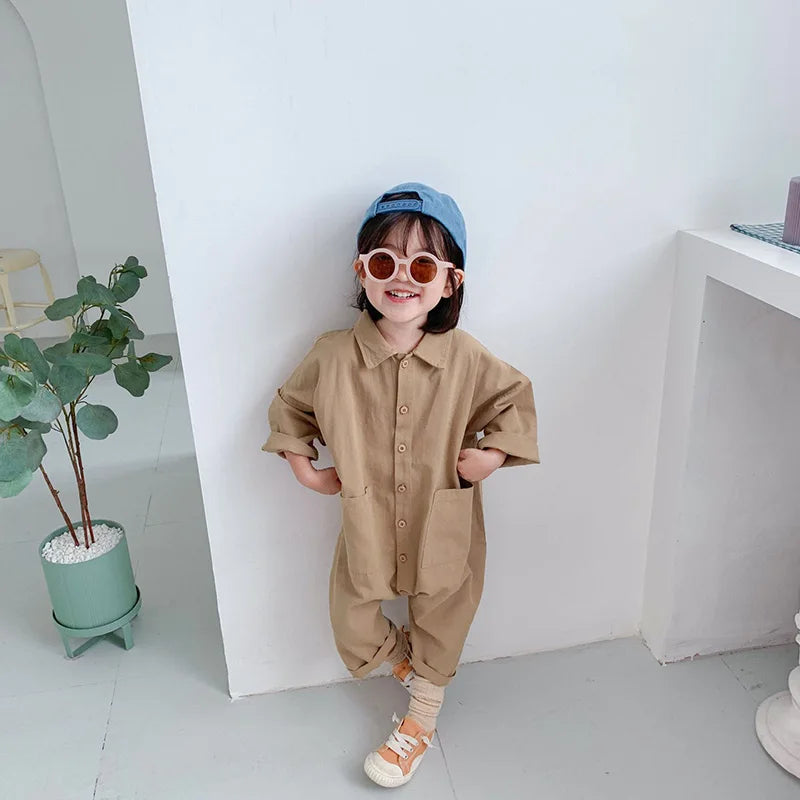 MILANCEL Kids Overalls Denim Girls Clothes Spring Boys Jumpsuits Loose Style Girls Playsuit