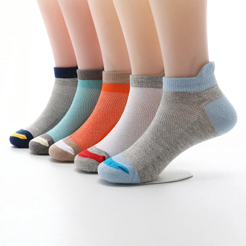 5 Pairs/lot 2024 New Fashion Spring Summer Children Socks Mesh Cotton Boys Socks Girls Socks 2-15 Year Kids Casual Boat Socks