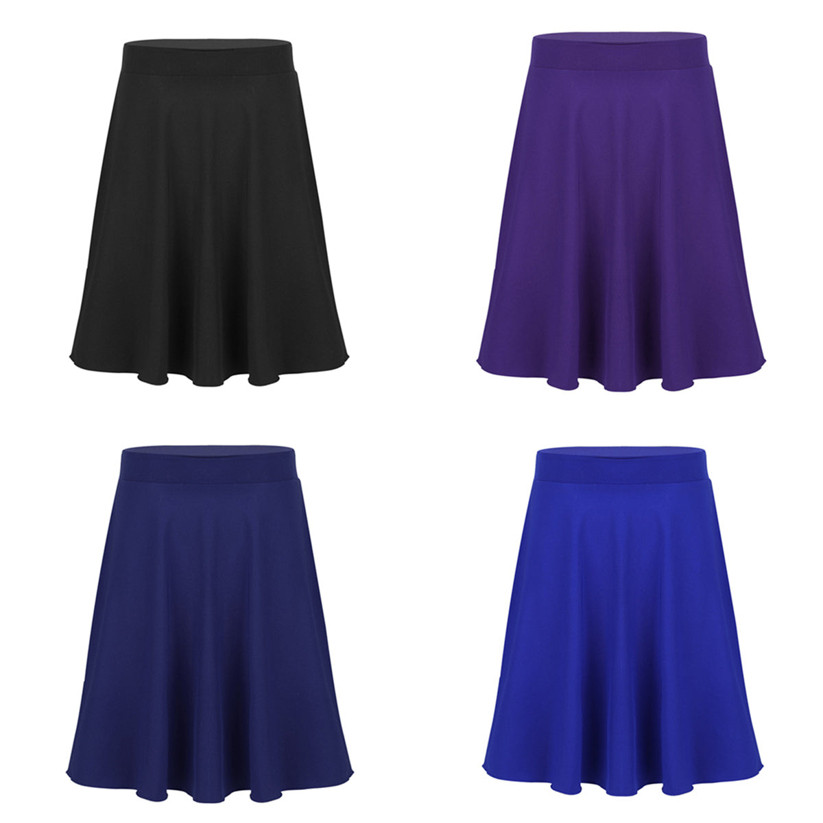 Big Girls Skater Skirt Solid Color Lightweight Stretchy Knee Length A-line Skirts Teen Kids Casual Party Costume Dance Skirt