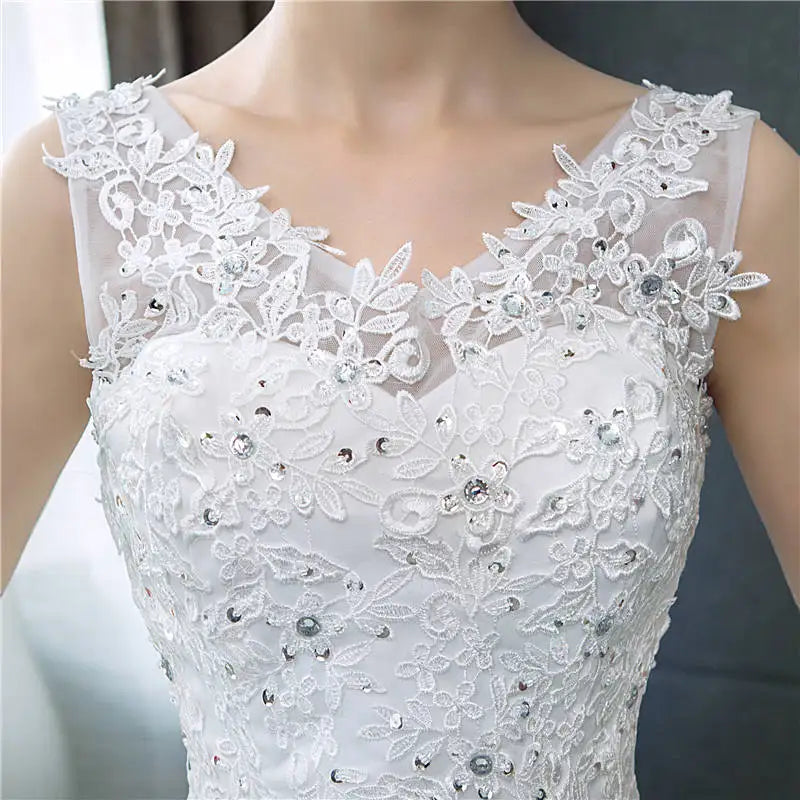 It's YiiYa New V-neck Wedding Dresses Simple Off White Sequined Cheap Wedding Gown De Novia HS288