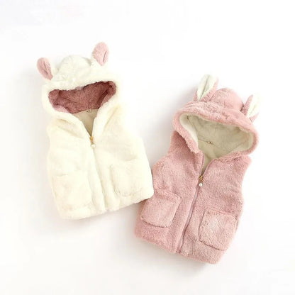 0-4 Yrs Baby Girls Vest Coat Cute Rabbit Fashion Baby Jacket For Girls Hooded Waistcoat Autumn Newborn Outwear Children Clothing