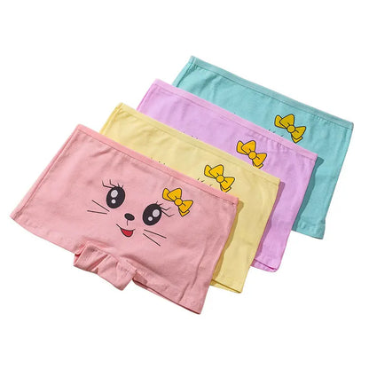 4pcs Girls Cartoon Briefs Female Child Modal Underwear Florals Girls Printing Panties Kids Brief Panties Underpants Size 2T-10T