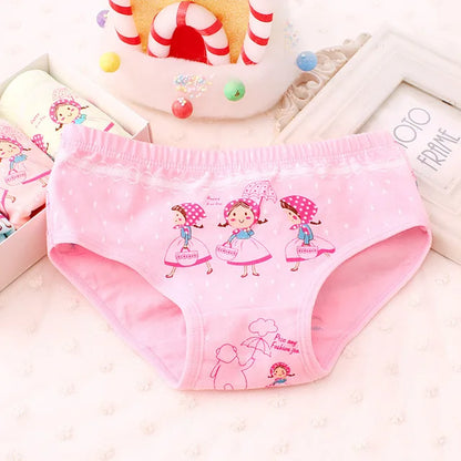 Girls Briefs Fine Cotton Underwear Cute Designs Printing Panties Kids Breathable Soft Healthy Underpants Girls Boxer 4pcs/Lot