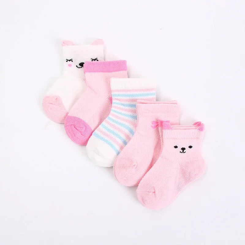 5 Pairs/Lot Baby Socks Newborns Infant Cute Cartoons Soft Cotton  Mesh Short Socks For 0-24 Month Boy Girl Babies Fashion Kids