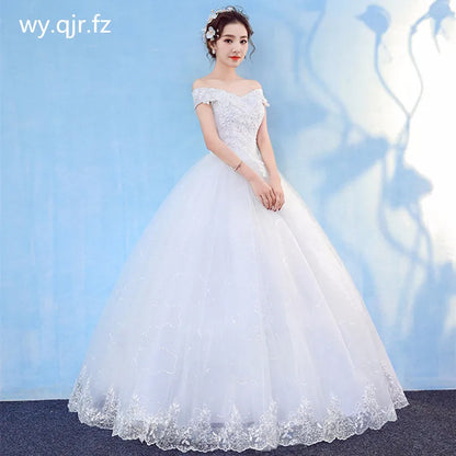 HMHS-43#Boat Neck Wedding Dress Ball Gown Lace Up Wholesale Party New In 2024 Cheap Items With Free Shipping Custom Plus Size