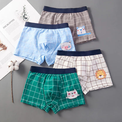 4pcs/Lot Boys Boxer Briefs Kids Cotton Underwear Baby Boy Underpants Teenager Cartoon Print Soft Children Panties 2-14T 2023 New