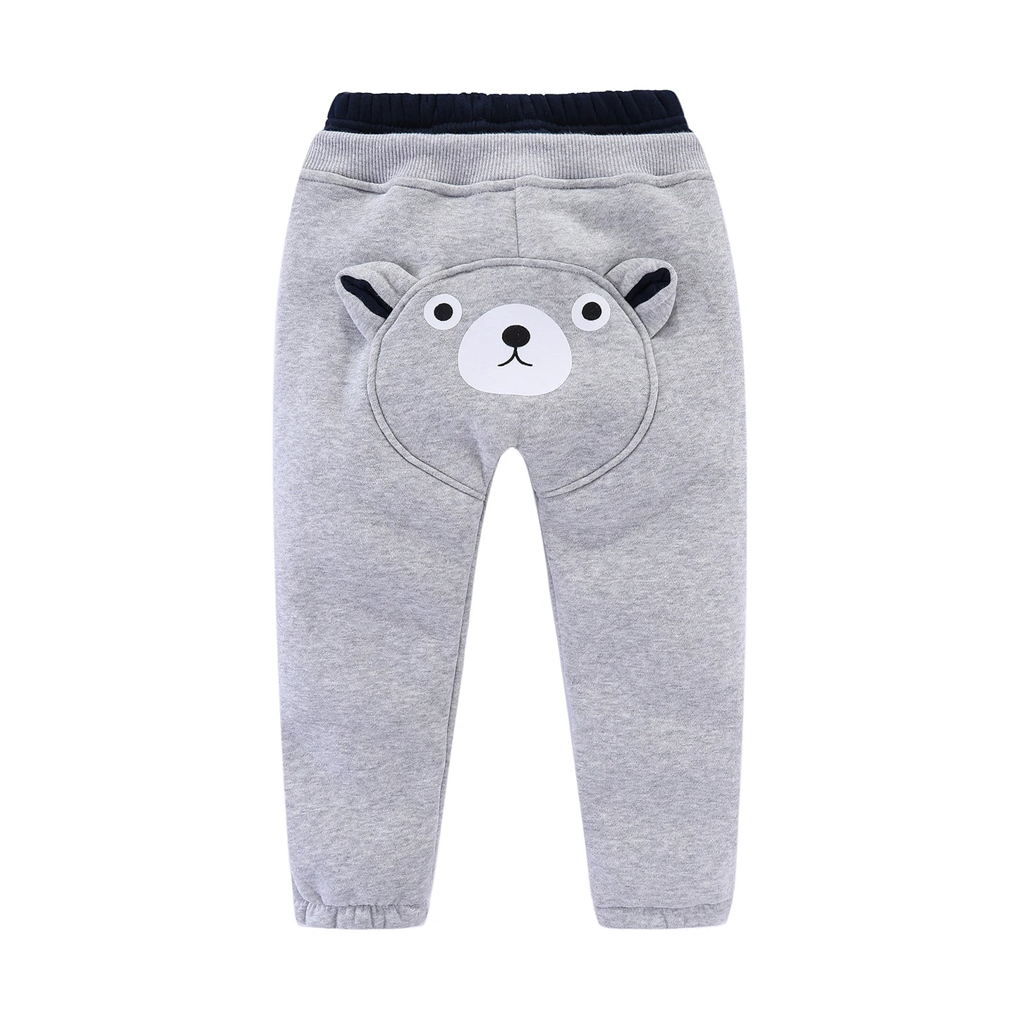 Mudkingdom Little Boy Girl Fleece Jogger Pants Cotton Casual Trousers Drawstring Elastic Waist Bear Pattern Kids Warm Clothes