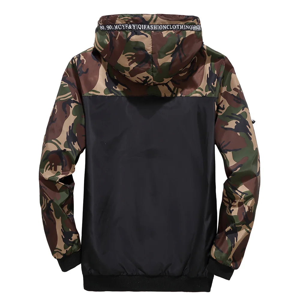 Men's Casual Hooded Bomber Jacket Wind Breaker Spring Autumn Thin Camouflage Hoodies Men Outdoor Youth Fashion Men Top