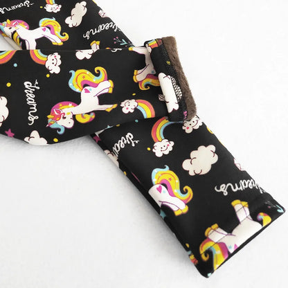 Unicorn Pattern Printing Autumn Winter Children Girls Leggings Thicking Warm Kids Boys Pants Cartoon Baby Costume