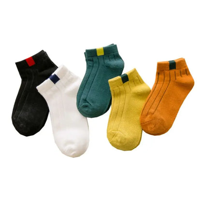 10 Pieces=5 Pairs Children  Soft Cotton Socks Spring&Autumn Girls Short Socks With Boys Socks 1-10 Year School Sports Kids Socks