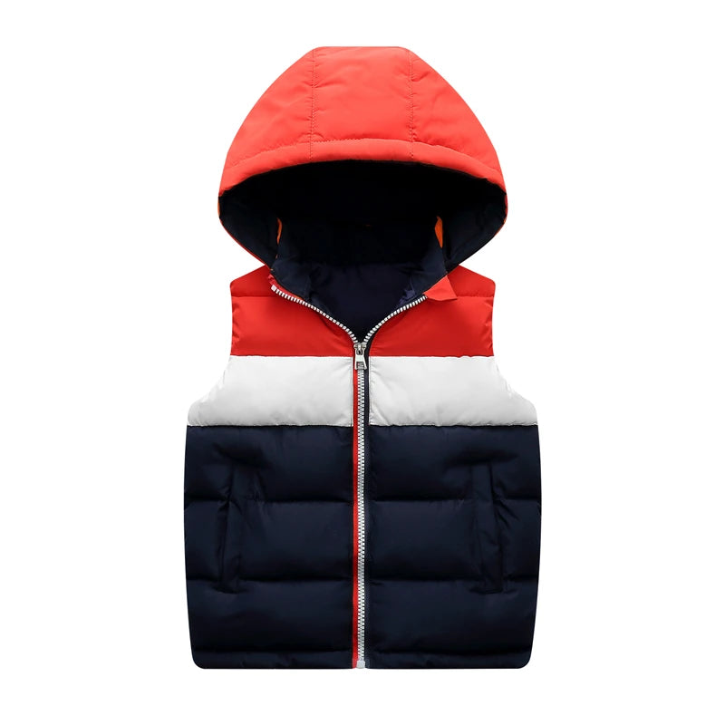 Infant Waistcoat Children Outerwear Winter Coats Kids Clothes Warm Hooded Cotton Baby Boys Girls Vest For Age 3-8 Years Old