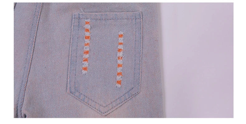 2024 New Fashion Multicolor Hole Little Girl Jeans Boy Spring and Summer Denim Casual Loose Cuffed Jeans Children Pants