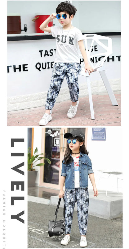 2-10Y New Summer Children Pants Anti-mosquito Pants Boys Printed Girls Harem Pants Kids Joggers Teenager Trousers Baby Clothing