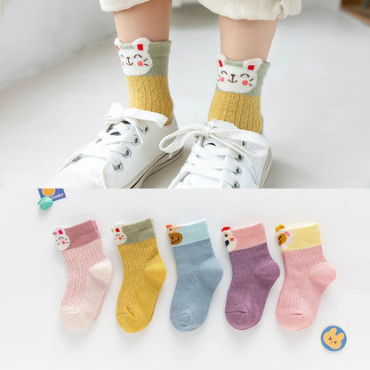 5Pairs/lot  Baby Socks Autumn Winter Warm Cotton Kids Socks Cute Girls Cartoon Animal Boys Infant Socks Baby Clothes Accessories