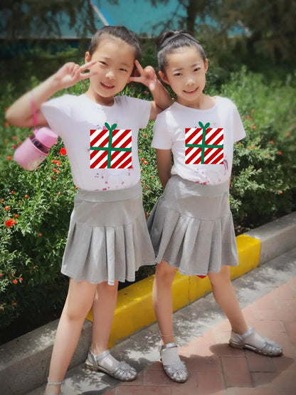 2024 Summer Fashion 3 4 6 8 9 10 12 Years Cotton School Children Clothing Dance Training For Lovey Baby Girls Skirt With Shorts