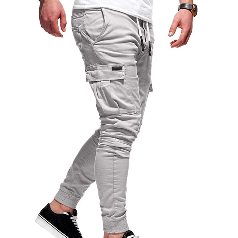 Men's Pants Multi-Pockets Joggers Men Sweatpants 2021 New Casual Solid Cargo Pants Men Oversize Streetwear Pants Men Trousers