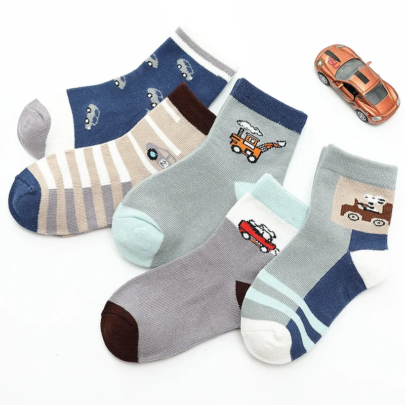 5 pairs / lot Boys Socks Autumn Winter Cartoon Cotton Kids Socks 2-15 Year Childen socks