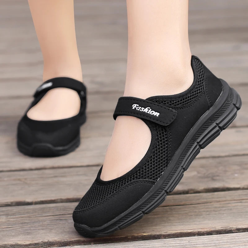 Summer Women Casual Shoes Soft Portable Sneakers Walking Shoes Flat Soles for Women Breathable Slip on White Shoes