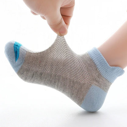 5 Pairs/lot 2024 New Fashion Spring Summer Children Socks Mesh Cotton Boys Socks Girls Socks 2-15 Year Kids Casual Boat Socks