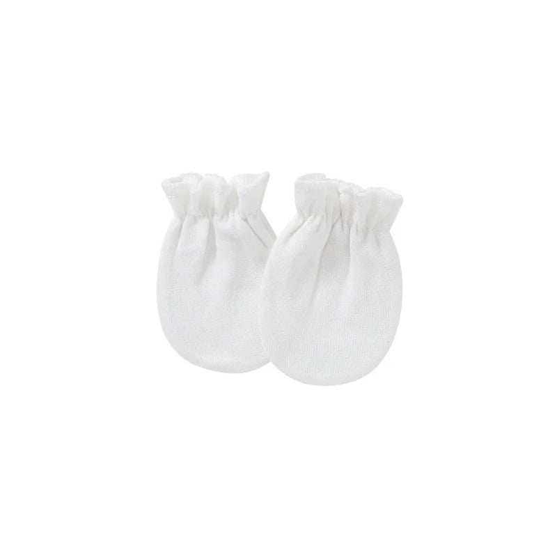 1 Pair Baby Anti-scratch Soft Cotton Gloves Newborn Solid Color Handguard Mittens Infants Supplies H055