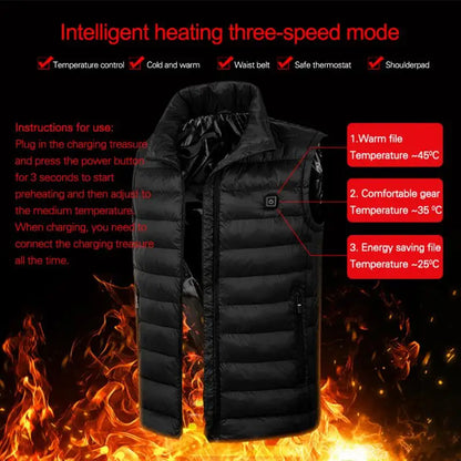 Aiweti Men winter USB Electric Heating Vest Jacket Clothing Skiing Winter Warm Heated Pad Winter USB interface warm vest