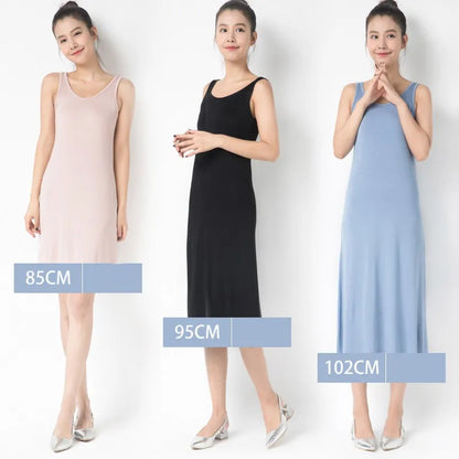 Women Modal Tank Dress Summer sleeveless sundress Casual Loose slip dress 85 to 102cm size M to 2XL