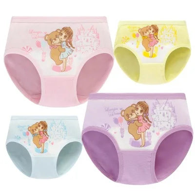 Girls Briefs Fine Cotton Underwear Cute Designs Printing Panties Kids Breathable Soft Healthy Underpants Girls Boxer 4pcs/Lot