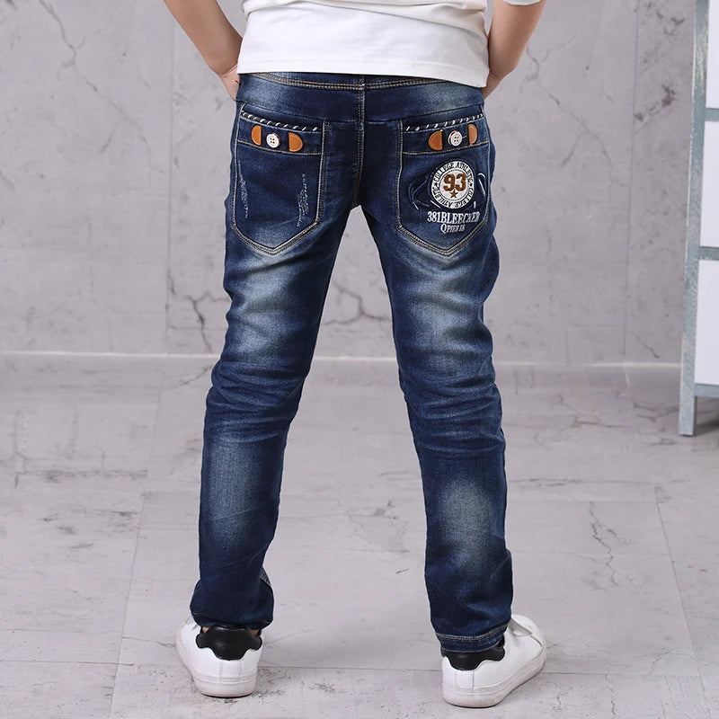 IENENS Fashion Jeans Trousers Boy's Denim Long Pants Kids Slim Jeans Young Children Straight Cowboy Pants 5-13Y Spring Autumn