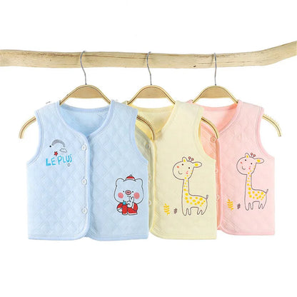 2024 Cartoon Printed Children's Cotton Sleeveless Vest Autumn Winter Baby Boys Girls Warm Outerwear Coats