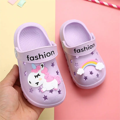 Unicorn Slippers for Boy Girl Rainbow Shoes 2019 Summer Toddler Animal Kids Outdoor Baby Slippers PVC Cartoon Kids Slippers