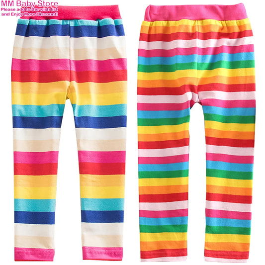 2023 Children Leggings Rainbow Girls Pants Winter Skinny Leggings for Girls Toddler Striped Pants Girls Pencil Pants 2-9Years