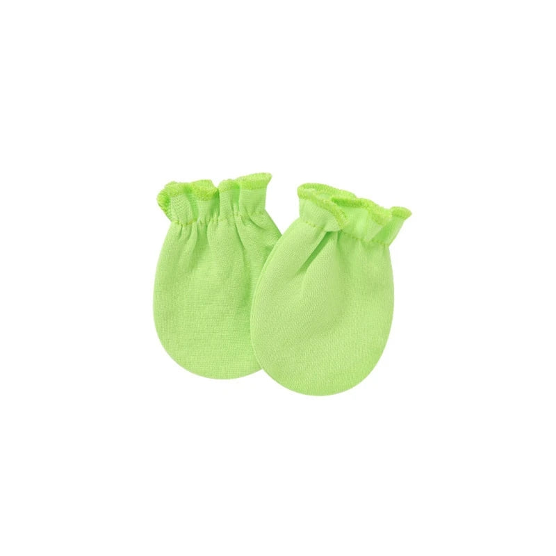 1 Pair Baby Anti-scratch Soft Cotton Gloves Newborn Solid Color Handguard Mittens Infants Supplies H055