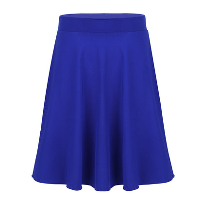 Big Girls Skater Skirt Solid Color Lightweight Stretchy Knee Length A-line Skirts Teen Kids Casual Party Costume Dance Skirt