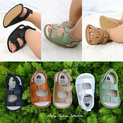 Baywell Summer Newborn Unisex Baby Sandal Girls Boys Shoe Soft Bottom Anti-slip First Walkers PU Shoes Breathable Toddler Sandal