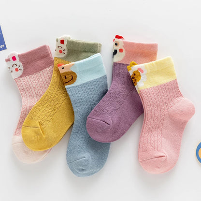 5Pairs/lot  Baby Socks Autumn Winter Warm Cotton Kids Socks Cute Girls Cartoon Animal Boys Infant Socks Baby Clothes Accessories