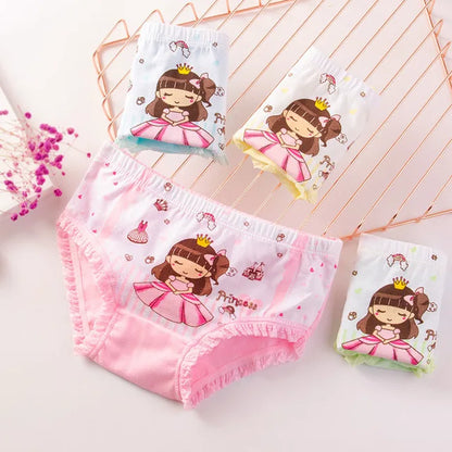 Girls Briefs Fine Cotton Underwear Cute Designs Printing Panties Kids Breathable Soft Healthy Underpants Girls Boxer 4pcs/Lot