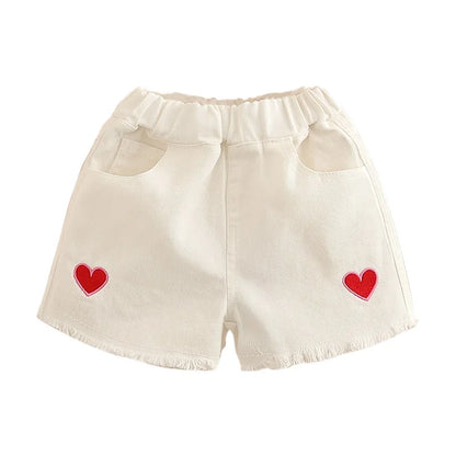 2024 Hot Summer New Casual 2 3 4 5 6 8 10 12 Years Baby Teenager Children Blue White Embroidery Little Kids Girls Denim Shorts