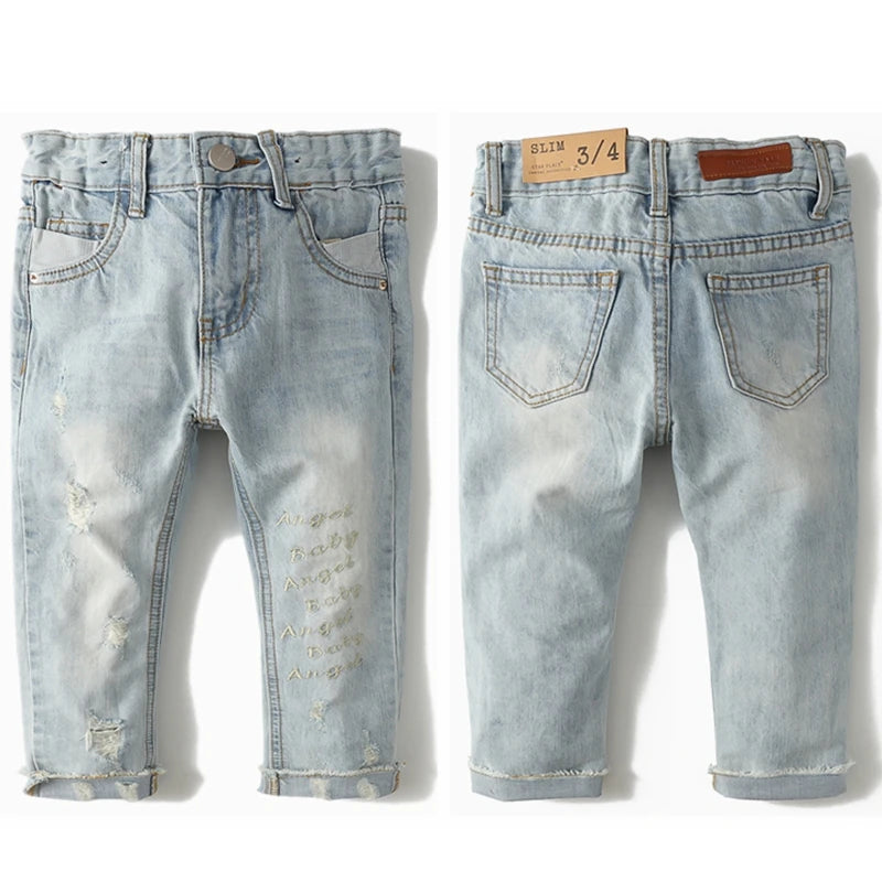 Chumhey 0-8T Top Quality Spring Kids Jeans Children Pants Baby Boys Girls Denim Trousers Infant Clothing broken hole Clothes