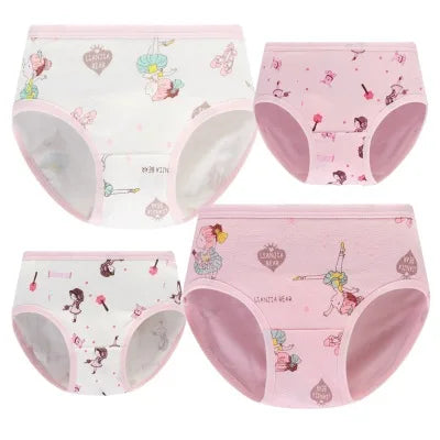 Girls Briefs Fine Cotton Underwear Cute Designs Printing Panties Kids Breathable Soft Healthy Underpants Girls Boxer 4pcs/Lot