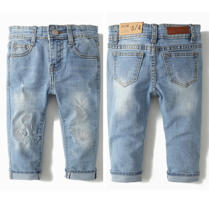 Chumhey 0-8T Top Quality Spring Kids Jeans Children Pants Baby Boys Girls Denim Trousers Infant Clothing broken hole Clothes