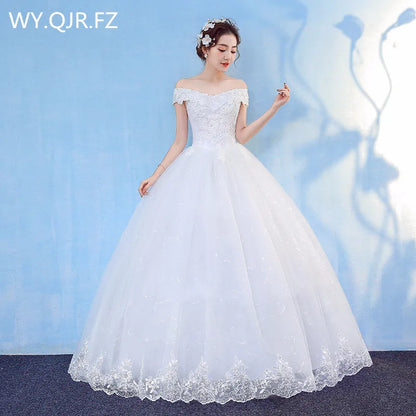 HMHS-43#Boat Neck Wedding Dress Ball Gown Lace Up Wholesale Party New In 2024 Cheap Items With Free Shipping Custom Plus Size